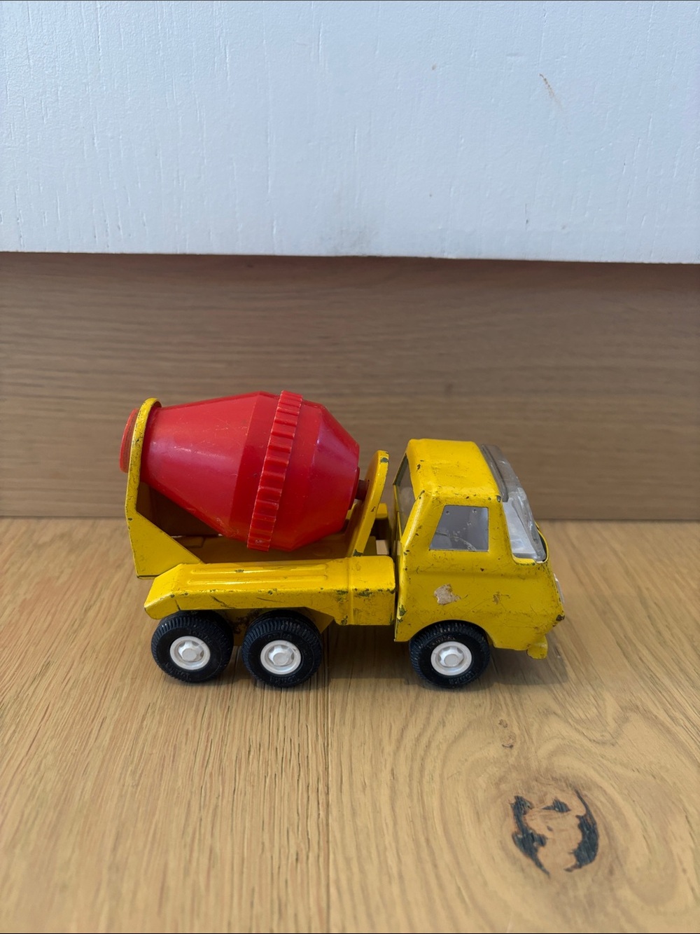 Vintage Mini Tonka Cement Mixer Truck Yellow Red Construction Toy